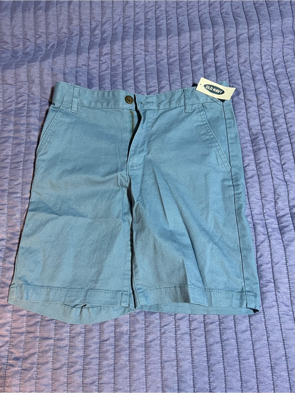 Old Navy Boys Flat Front Twill Shorts Blue Sardines Adjustable Waist 551711 10